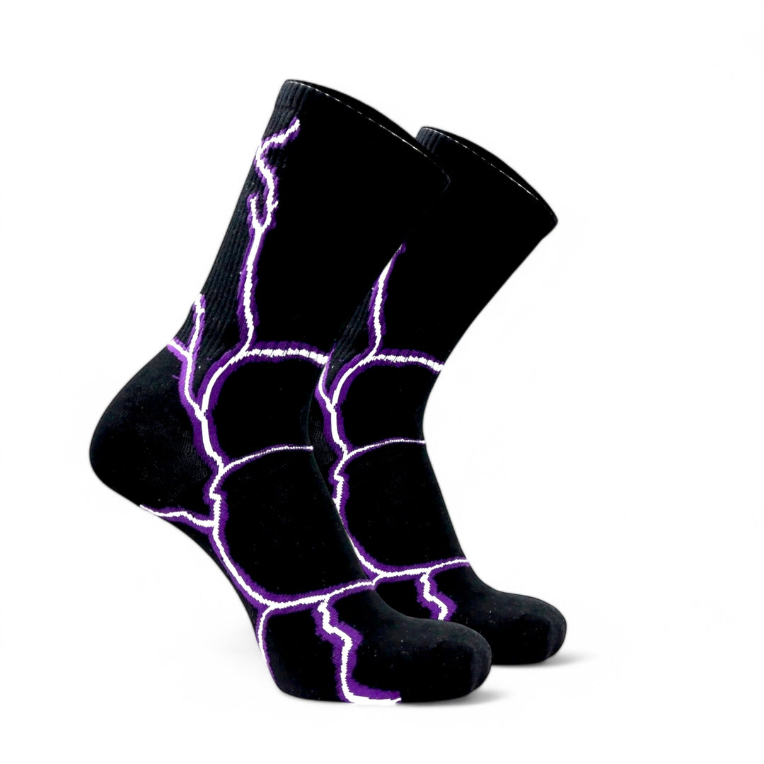 -LIGHTNING SOCKS- BLACK - PURPLE LIGHT-