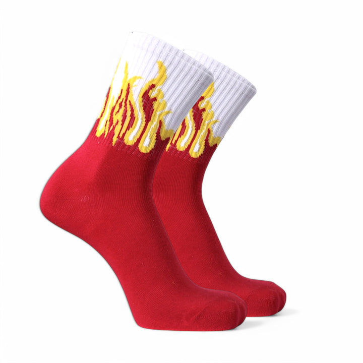 -FIRE SOCKS - RED/WHITE- YELLOW FLAMES-