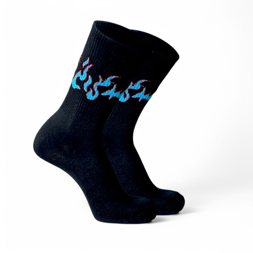 -BLACK/BLUE FLAME- FIRE 2.0 SOCKS-