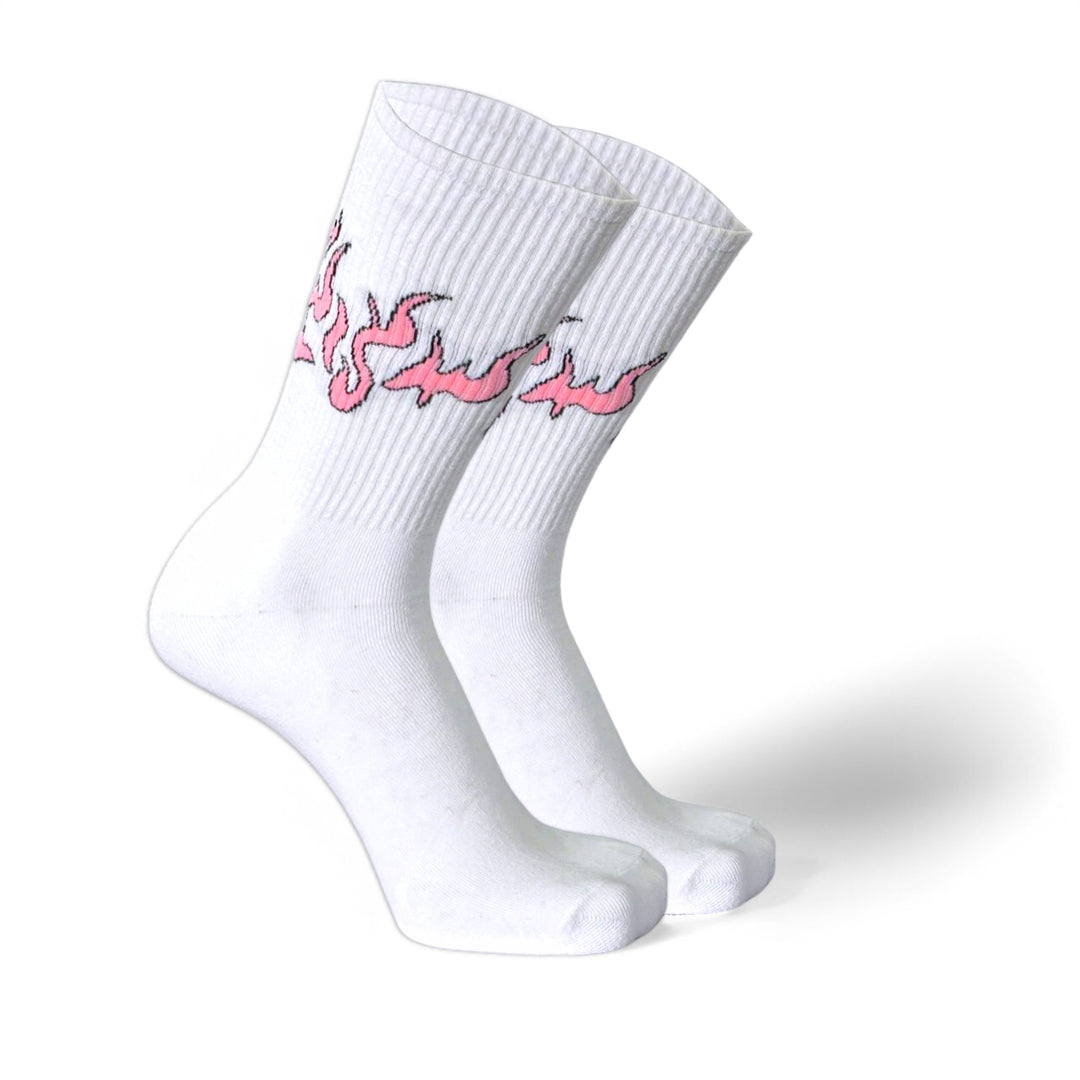 -WHITE/PINK FLAME- FIRE 2.0 SOCKS-
