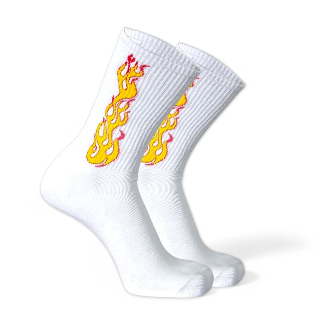 -WHITE/YELLOW FLAME- FIRE 2.0 SOCKS-