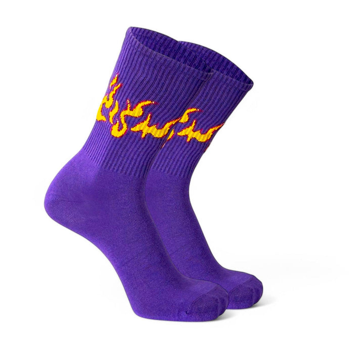 -PURPLE/YELLOW FLAME- FIRE 2.0 SOCKS-