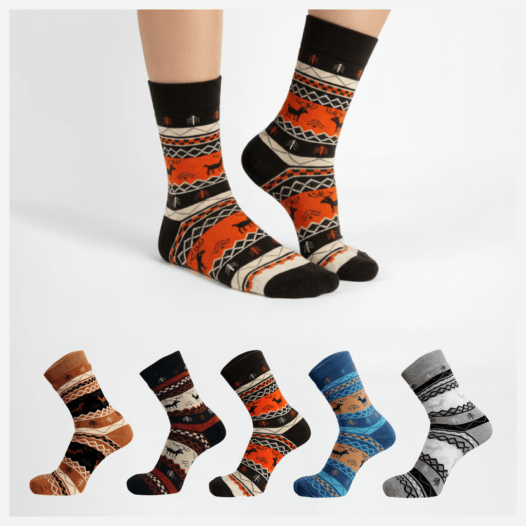 Reindeer woolen winter socks pack of 5-Sockscarving® Reindeer Cozy Wool Full-Length Winter Edition (Pack of 5)-