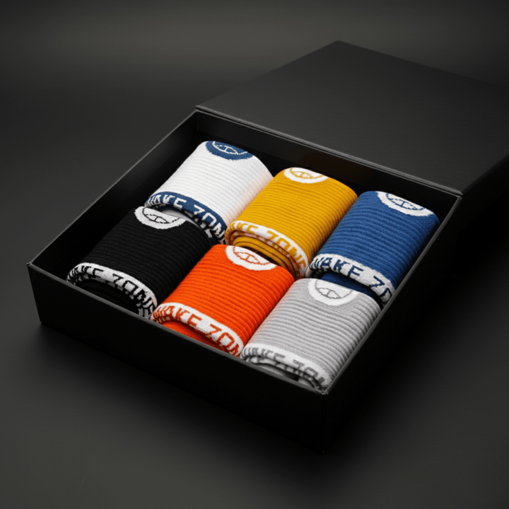 Man wearing Sockscarving Zone-Up full-length crew socks during gym workout

