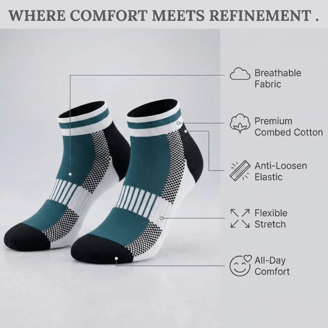 -Airofit Cushioned Ankle Socks-Green/White-