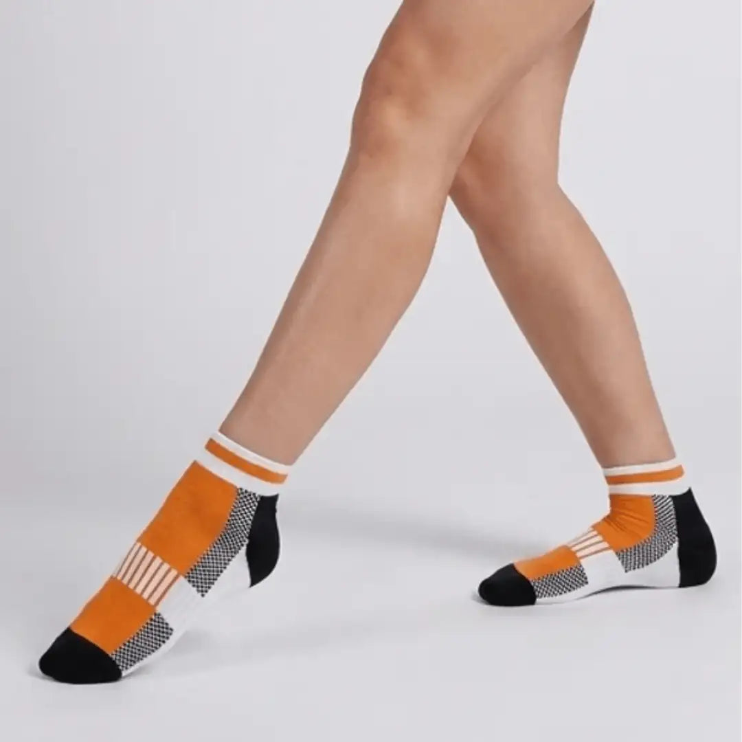 -Airofit Cushioned Ankle Socks-Orange/White-
