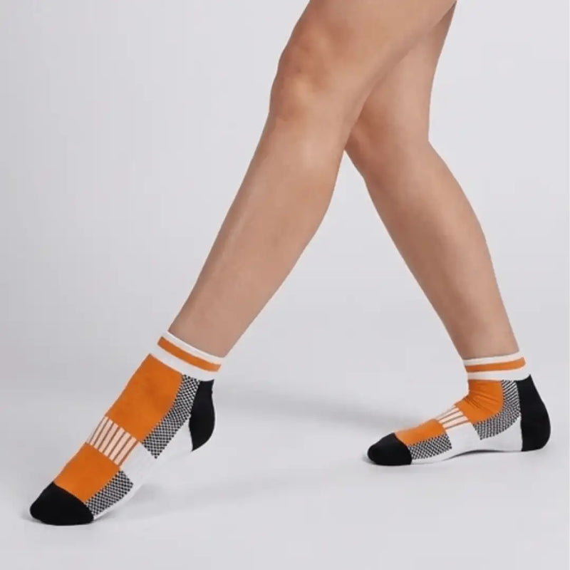 -Airofit Cushioned Ankle Socks-Orange/White-