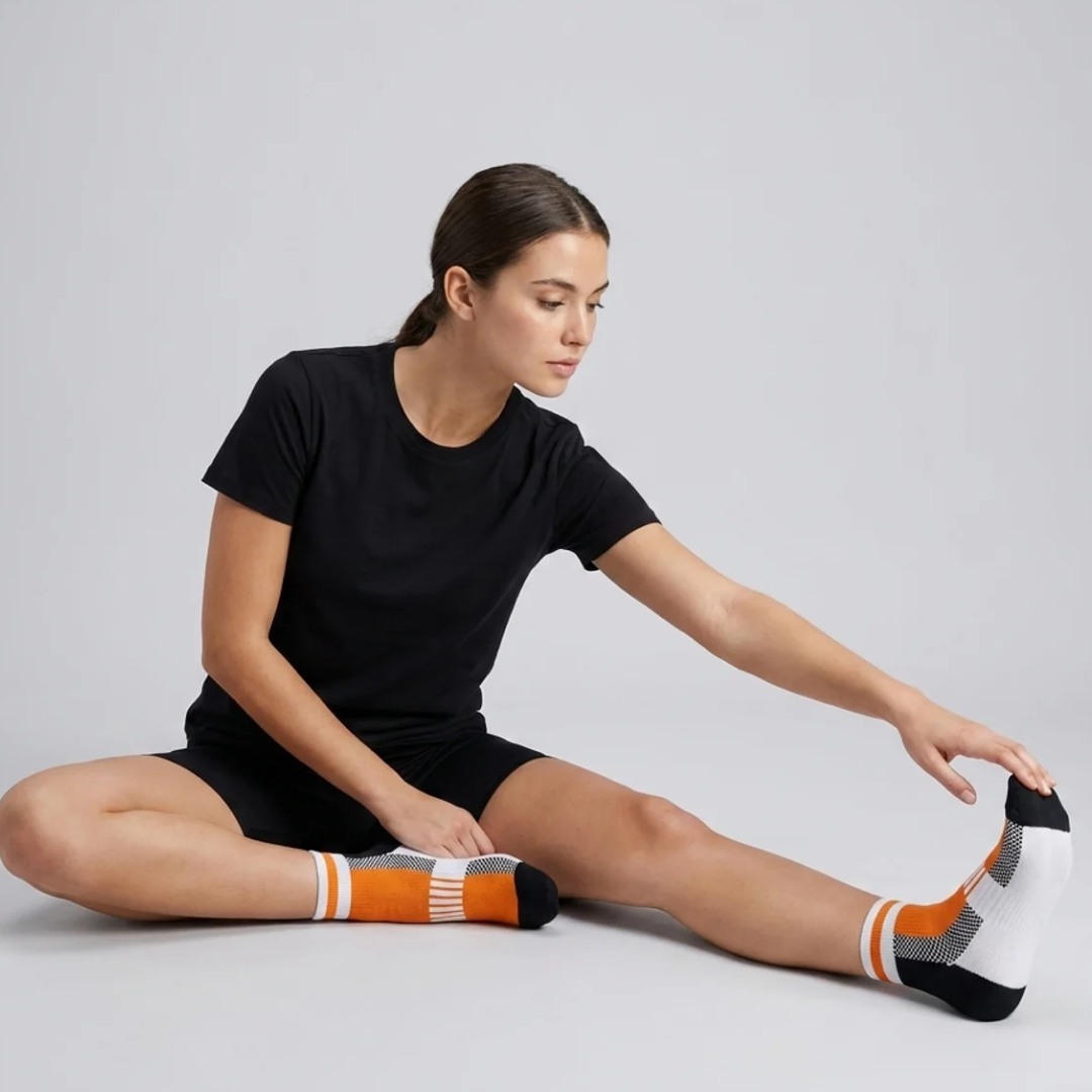 Airofit Cushioned Ankle Socks-Orange/White