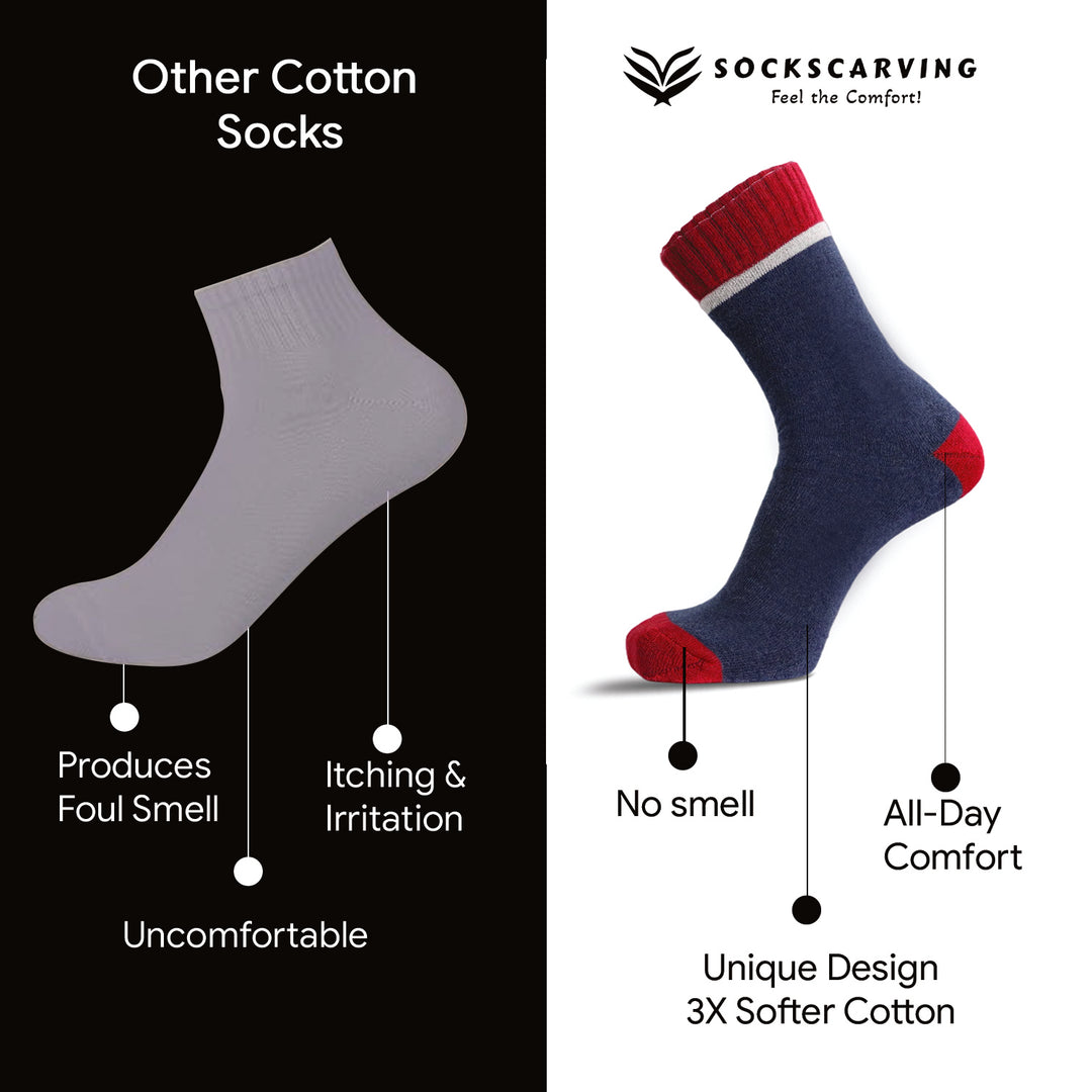 -Sockscarving® Drizy Edition Extra Cushion Cotton Socks | Pack of 5-