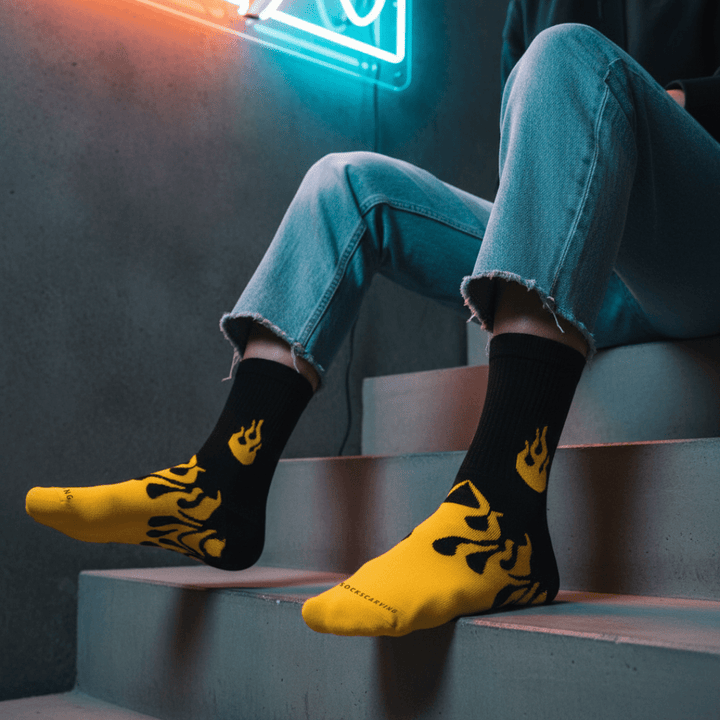 -FLAME RUNNER SOCKS - BLACK/YELLOW-
