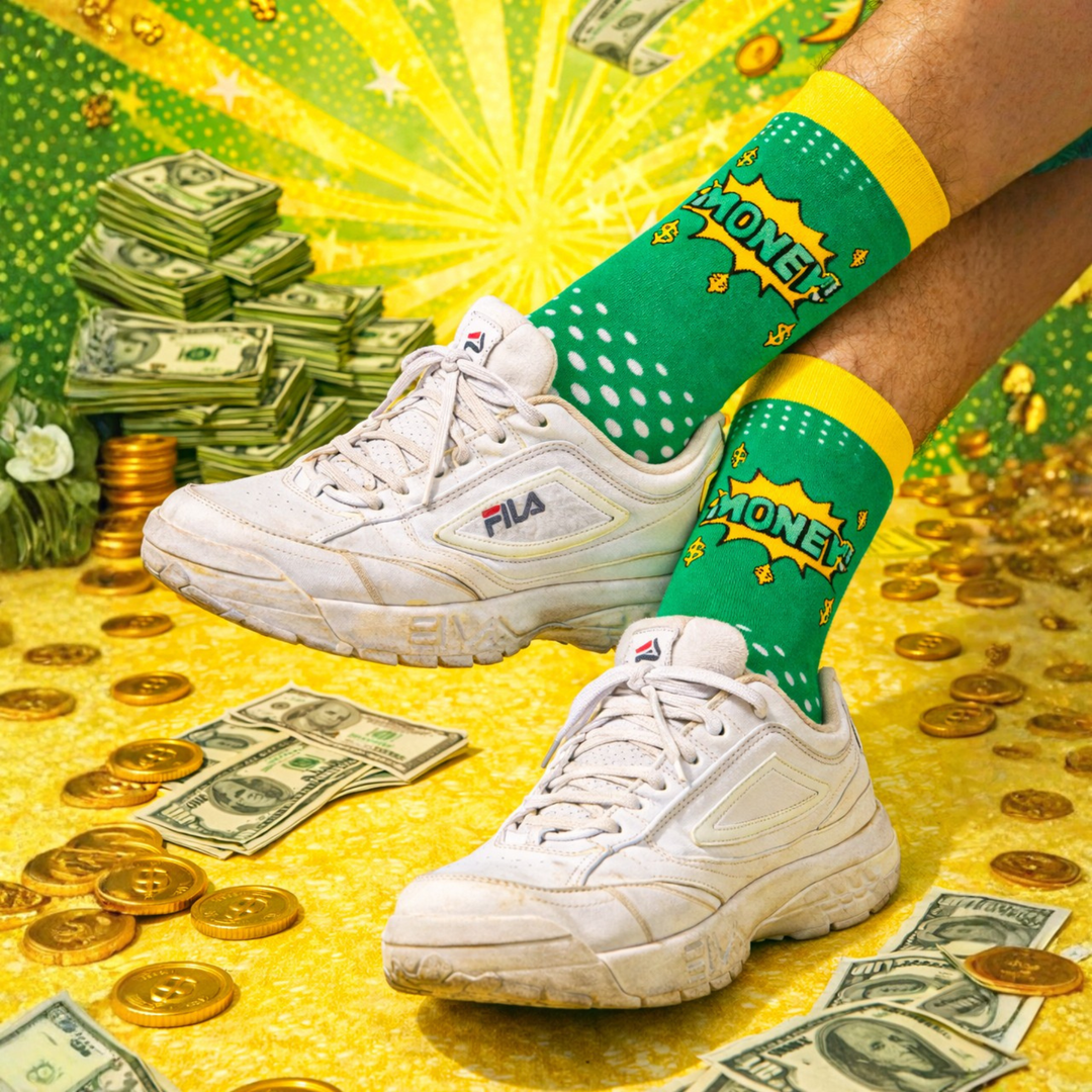 Breathable cotton full-length Money design socks