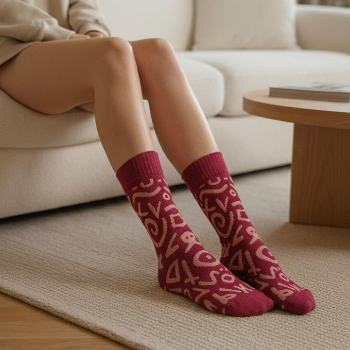 Breathable cotton Nomad Script socks for men and women