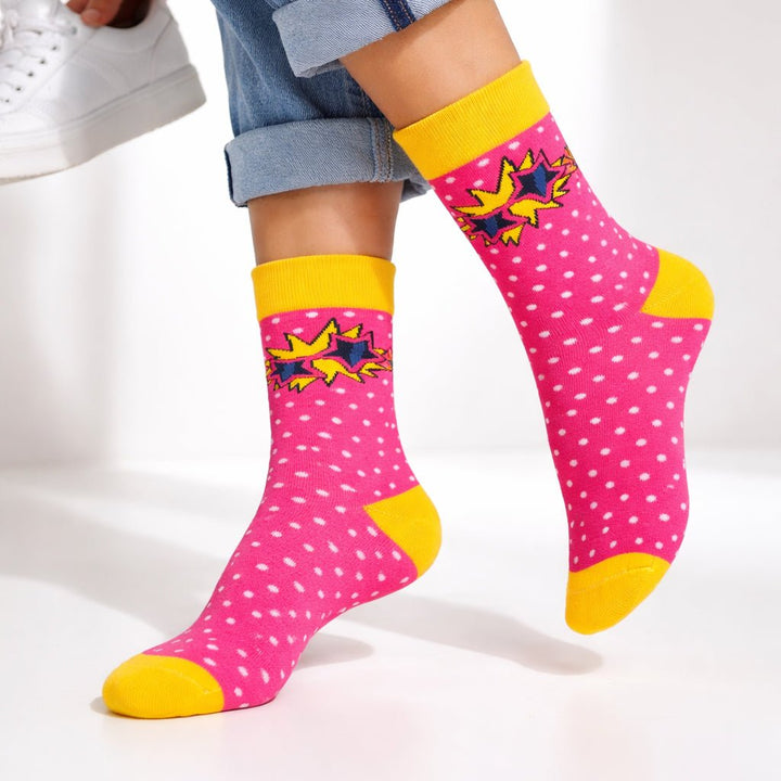 Breathable cotton socks with retro glasses print-Sockscarving® Retro Glasses Pop Full-Length Edition-