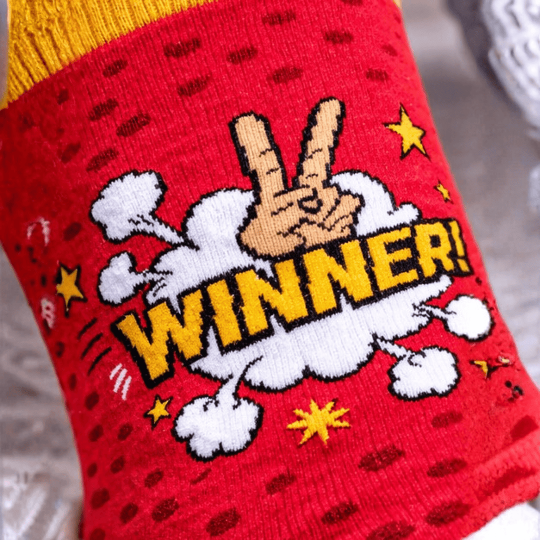 Pop design red yellow socks for casual wear-Sockscarving® Winner Comfort Pop Full-Length Edition-