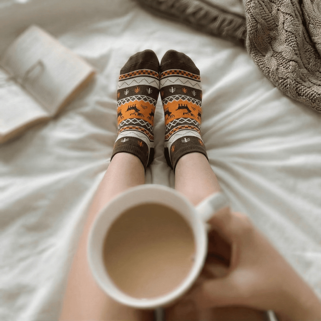 Casual ankle socks with reindeer print for daily use-Sockscarving® REINDEER ANKLE EDITION-