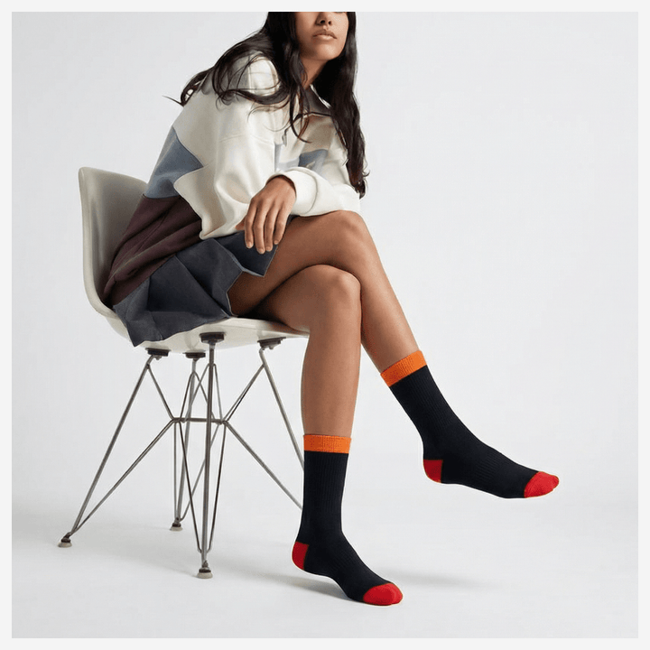 Stylish Cozy Luxe women’s socks paired with casual shoes