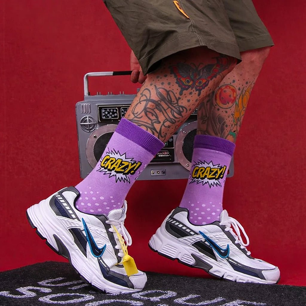 Crazy Pop full-length purple and lavender cotton socks-Sockscarving® Crazy Pop Full-Length Edition-