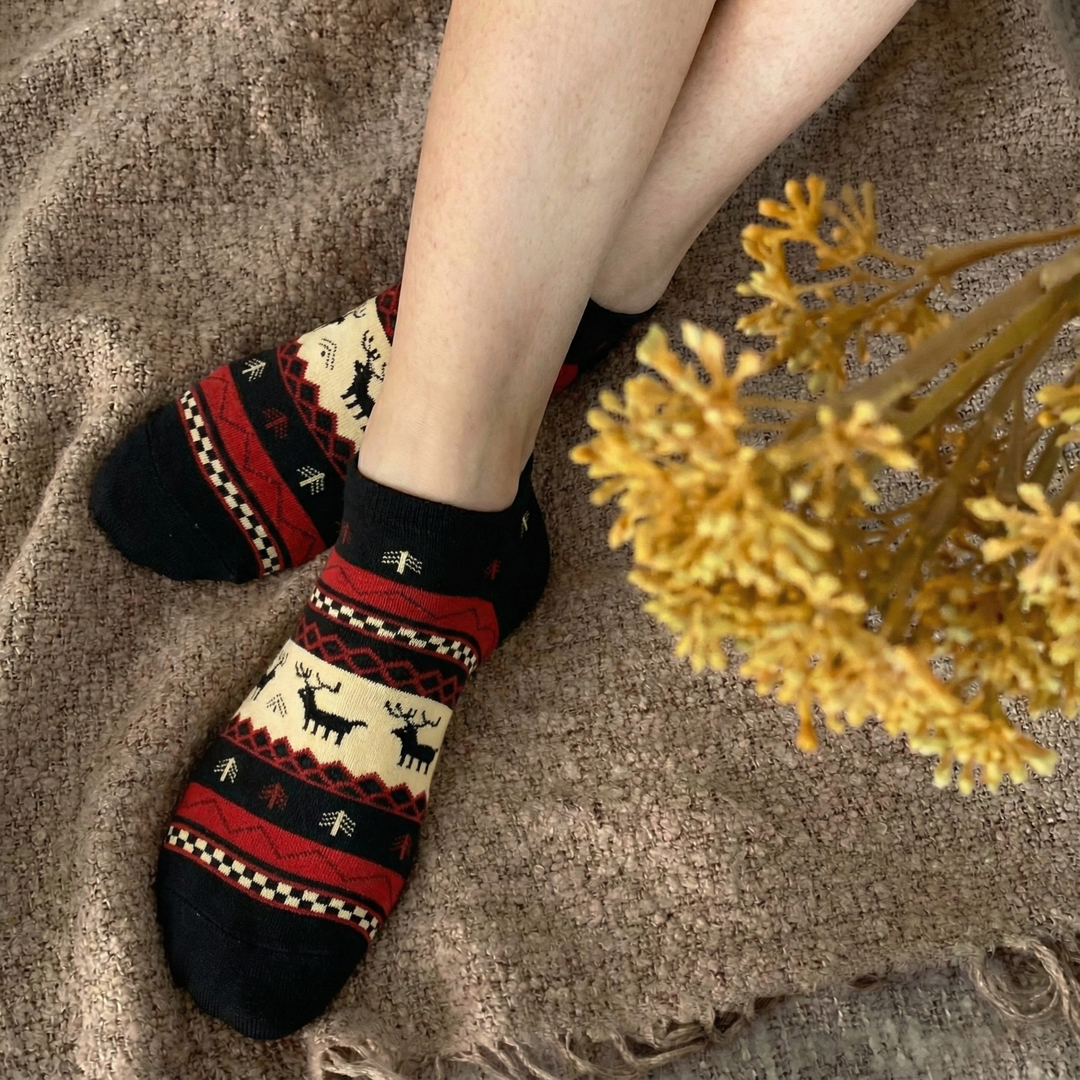 Designer ankle socks Reindeer Edition stylish winter wear
