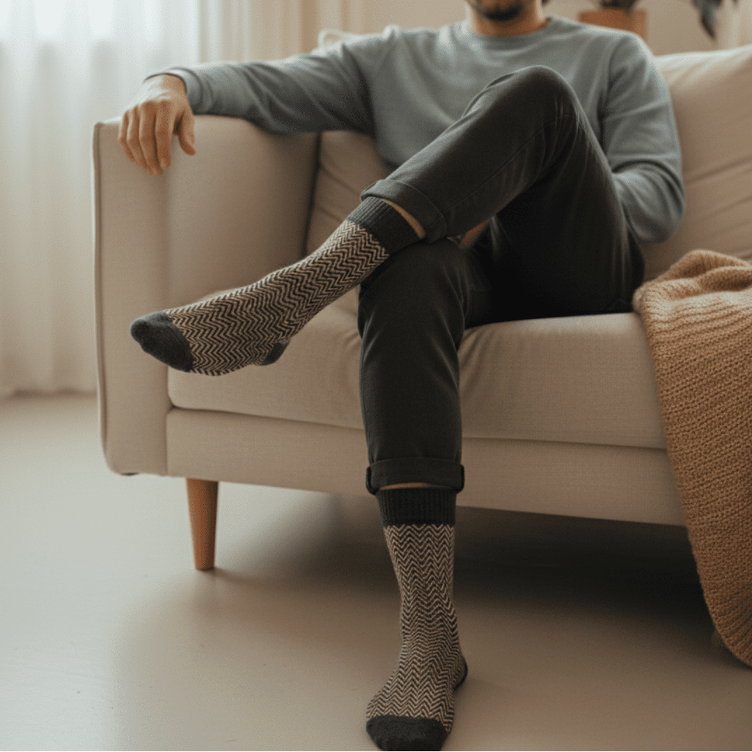 Designer herringbone mens socks set in a premium gift box-Herringbone Edition | Box of 5-