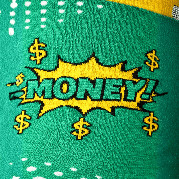 Everyday comfort green and yellow socks-Sockscarving® Money Pop Full-Length Edition-