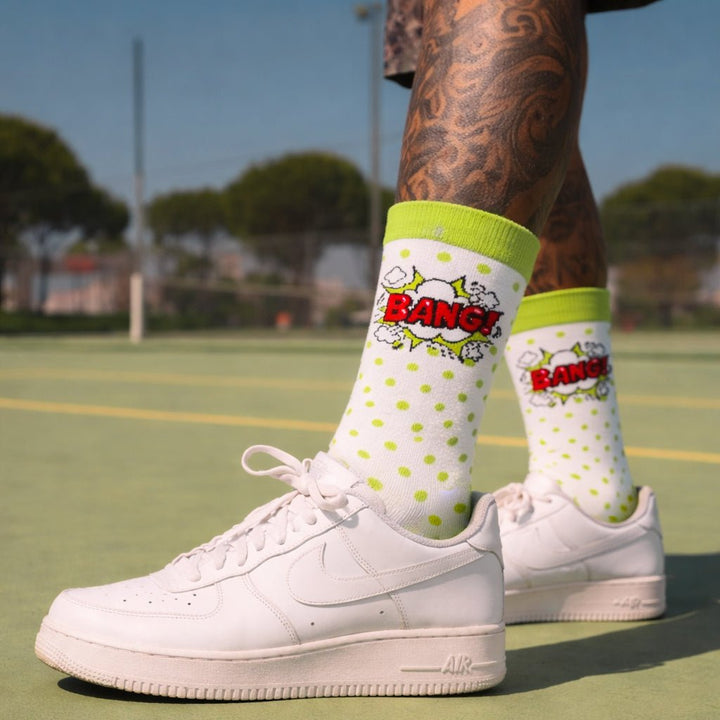 everyday-full-length-green-white-socks-Sockscarving® Bang Pop Full-Length Edition-