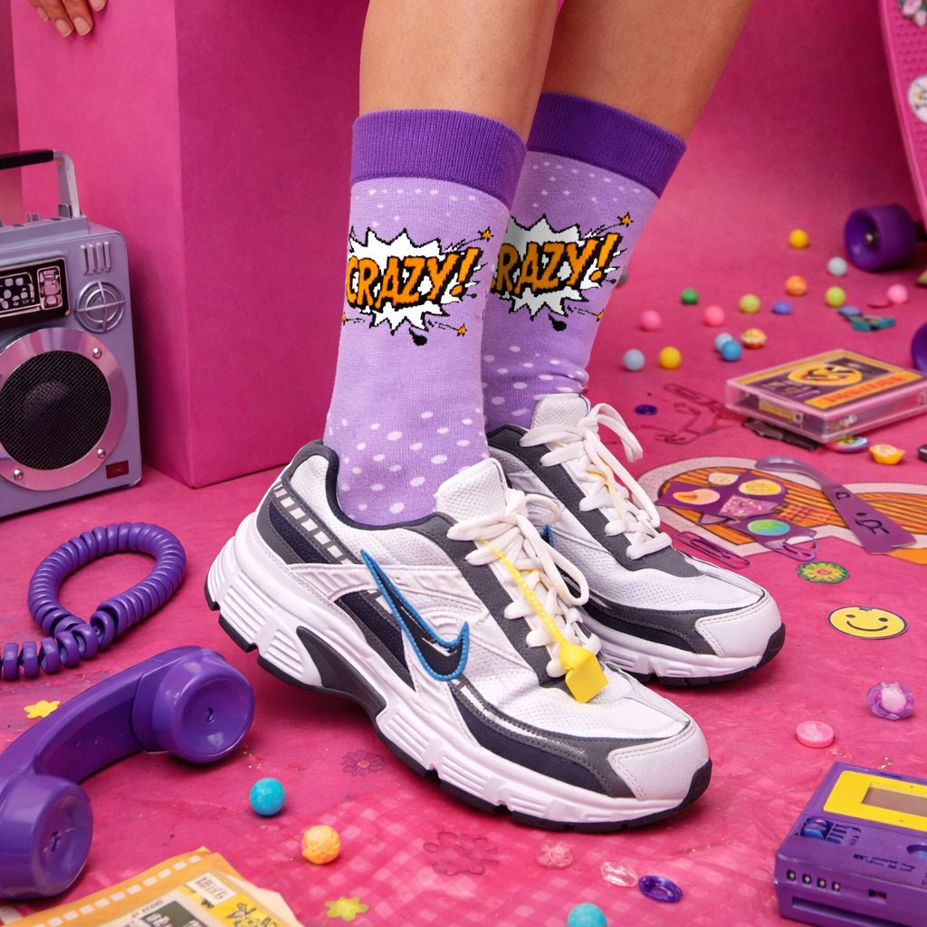 Everyday comfort purple &amp; lavender full-length socks -Sockscarving® Crazy Pop Full-Length Edition-