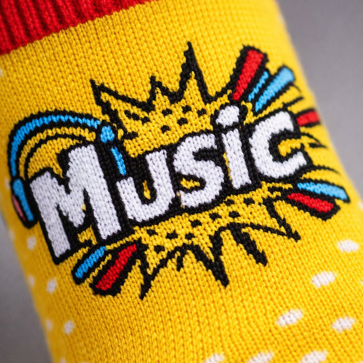 Statement pop socks in yellow and red-Sockscarving® Music Pop Full-Length Edition (Pack of 1)-