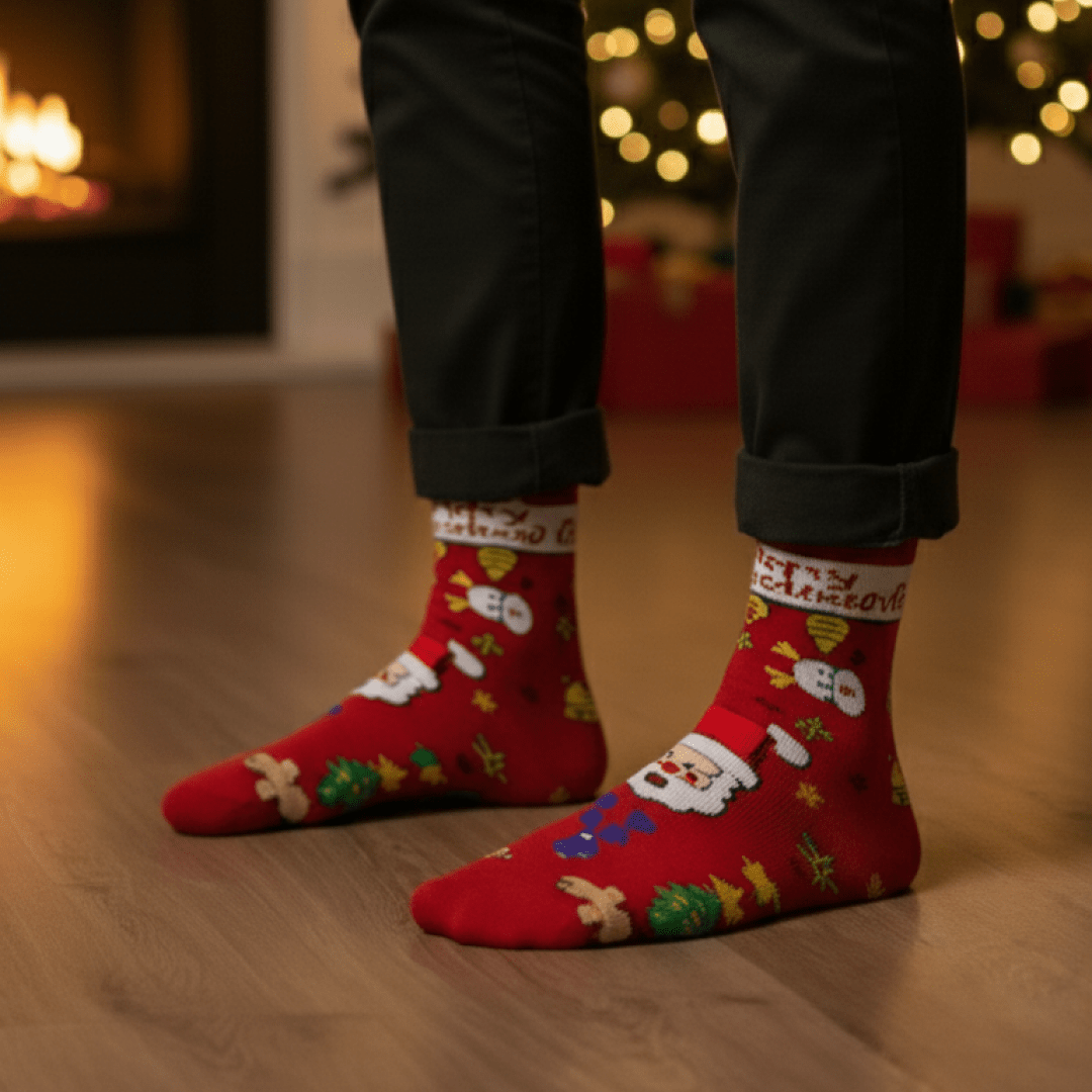 Multicoloured Santa chrome cotton blend winter socks
-Sockscarving&