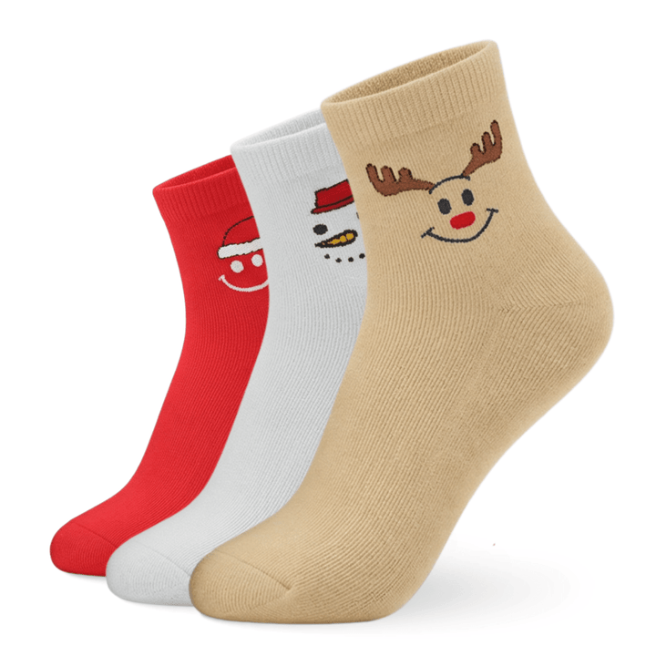Casual festive socks with bright colorful design
-Sockscarving Holiday Smile Edition-