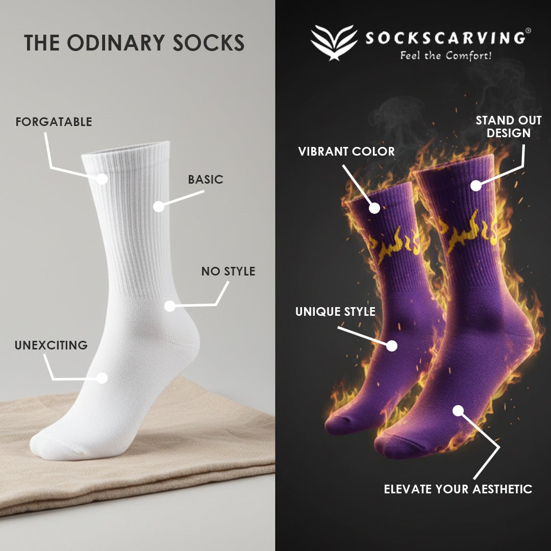 fire 2.0 flame socks cotton full length unisex breathable anti odor socks2-Sockscarving® Fire 2.0 – Flame Statement Crew Socks (Pack of 6 | Unisex)-