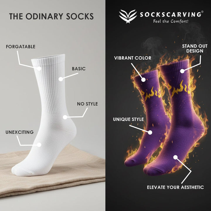fire 2.0 flame socks cotton full length unisex breathable anti odor socks2-Sockscarving® Fire 2.0 – Flame Statement Crew Socks (Pack of 6 | Unisex)-
