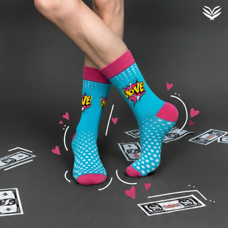 Funky breathable cotton socks for men and women-Sockscarving® Love Pop Full-Length Edition (Pack of 1)-