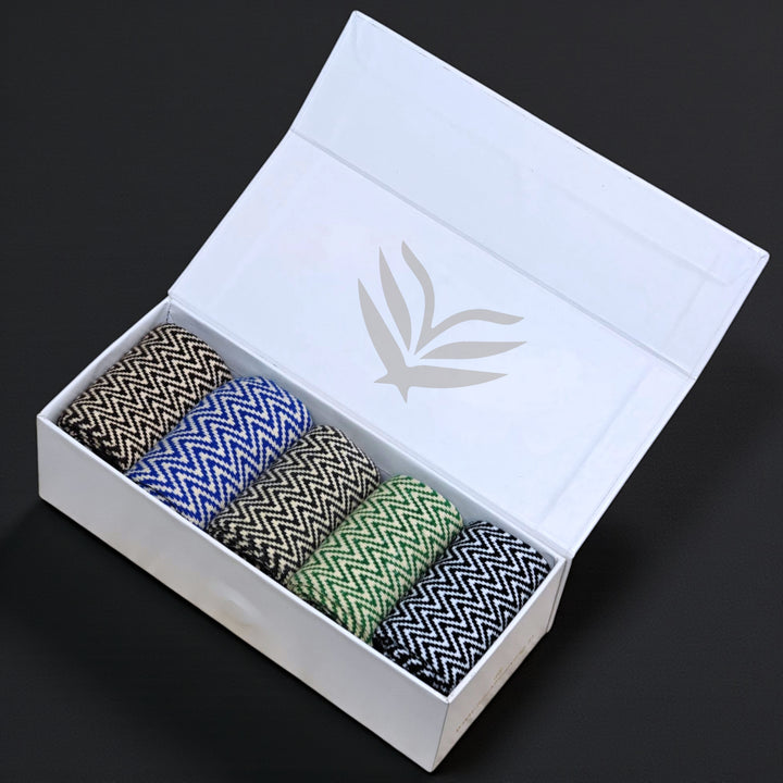 Herringbone socks box of 5 by Sockscarving in premium cotton blend-Herringbone Edition | Box of 5-