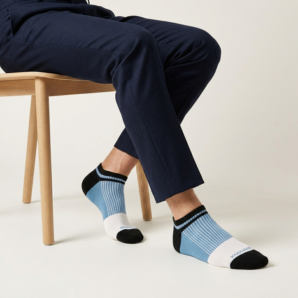 -Avik Socks - White Blue-