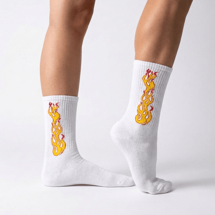 WHITE/YELLOW FLAME- FIRE 2.0 SOCKS