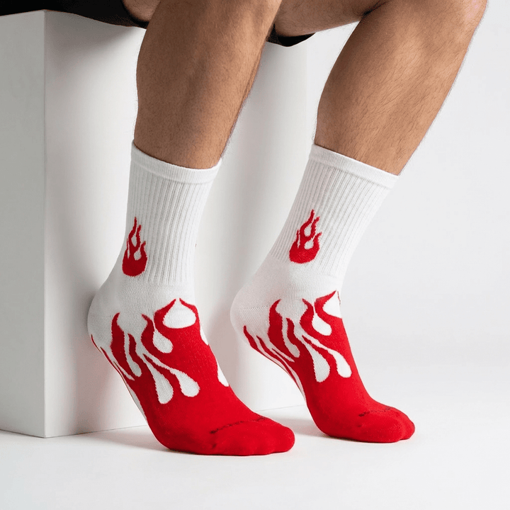 FLAME RUNNER SOCKS - WHITE/RED