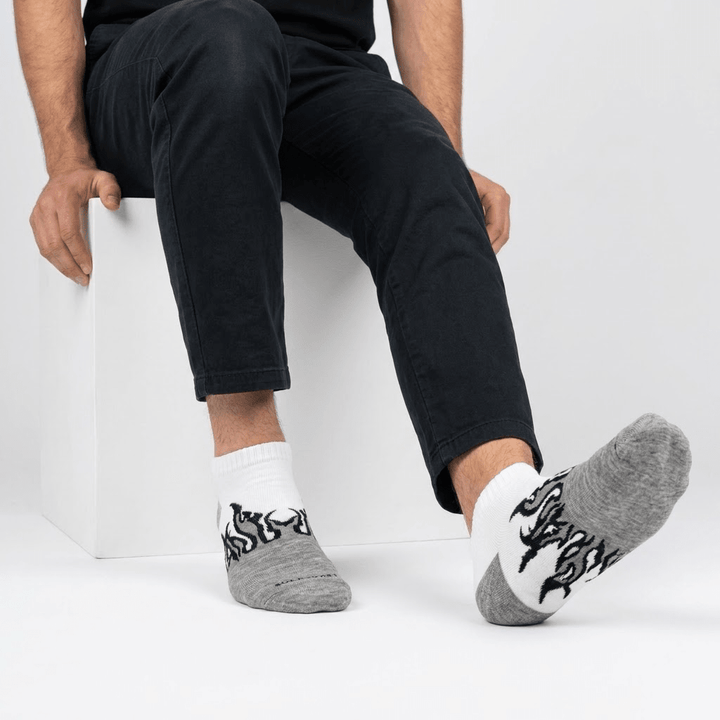 FIRE NO-SHOW - GREY/WHITE - BLACK FLAMES
