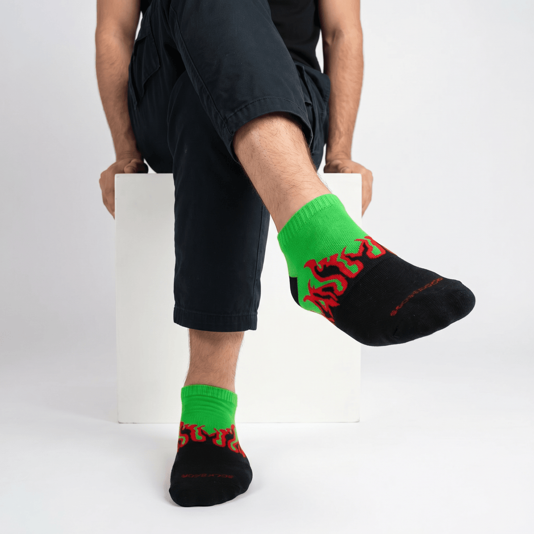 -FIRE NO-SHOW - BLACK/GREEN - RED FLAMES-