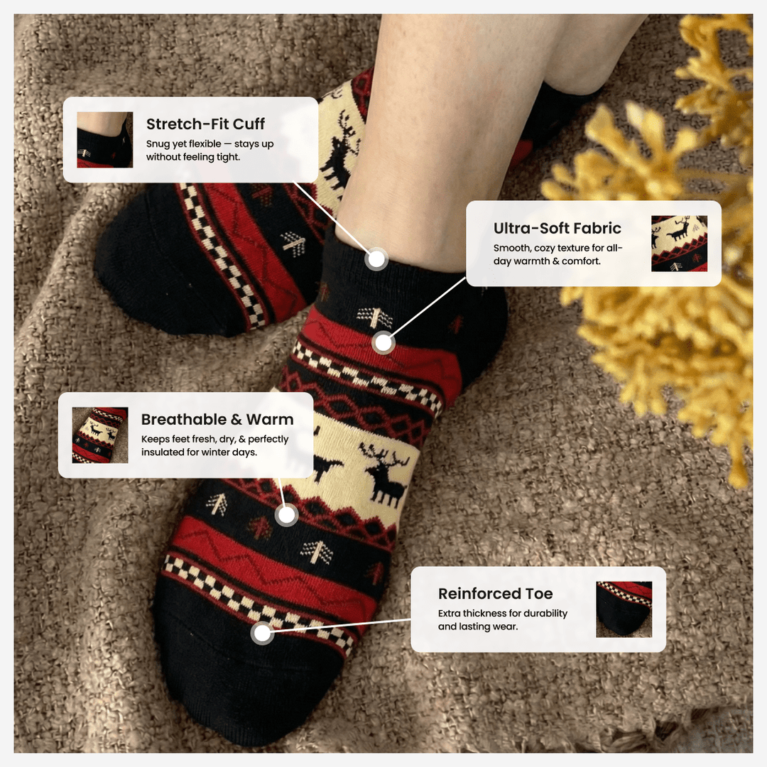 Low cut ankle socks Reindeer Edition for sneakers and loafers-Sockscarving® REINDEER ANKLE EDITION-