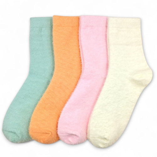 mild furry womens socks soft cozy cushioned cotton socks winter wear-Sockscarving® Mild Furry Cozy Cushion Women's Crew Socks | Warm & Soft – Pack of 4-
