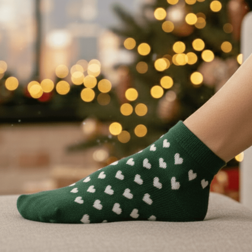 Multicolour hearts design breathable cotton socks full length

