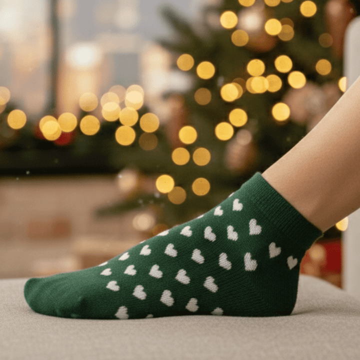Multicolour hearts design breathable cotton socks full length

