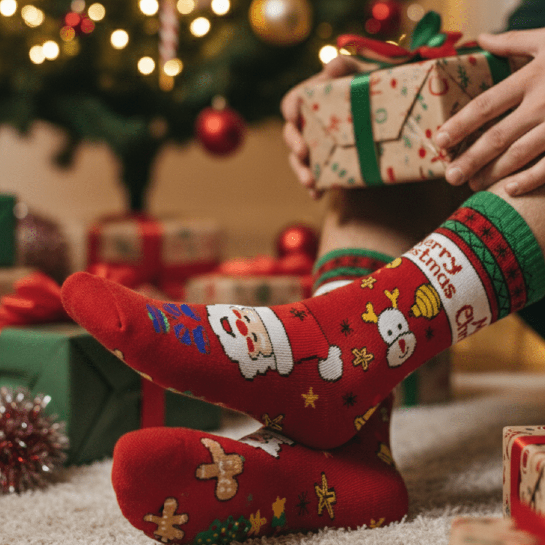 Lightweight breathable Santa socks with anti-odor technology