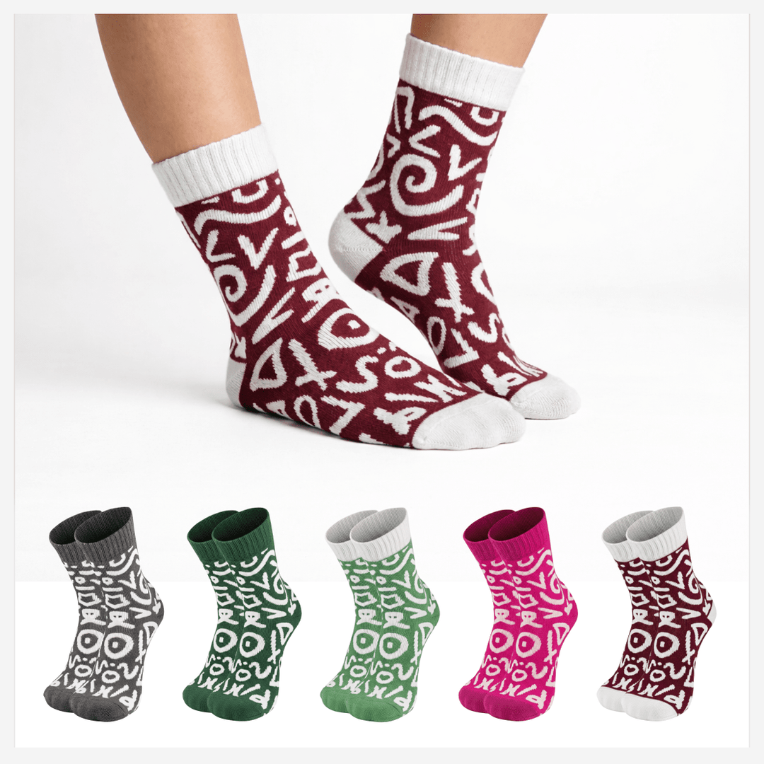 Nomad Script Edition cotton socks for everyday comfort-Sockscarving Nomad Script edition-
