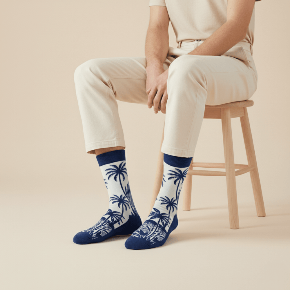 Palmora Edition blue cotton ankle socks for everyday comfort-Sockscarving Palmora Edition 🌴 (Pack of 3)-