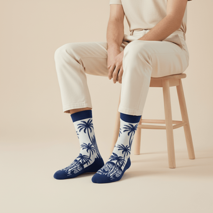 Palmora Edition blue cotton ankle socks for everyday comfort-Sockscarving Palmora Edition 🌴 (Pack of 3)-