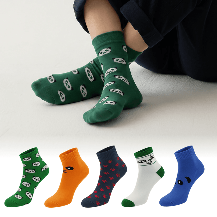 panda socks pack of 5 cotton cute unisex breathable anti odor full length socks1