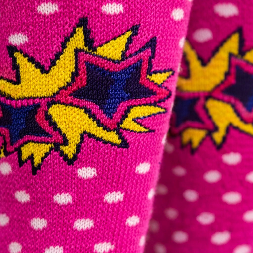 Pink and yellow pop design socks for casual wear-Sockscarving® Retro Glasses Pop Full-Length Edition-