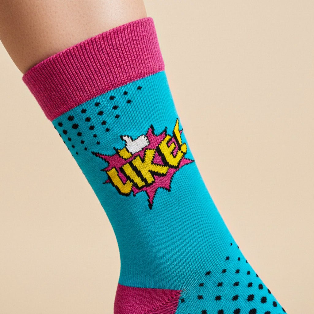 Vibrant turquoise pink street style socks-Sockscarving® Like Pop Full-Length Edition (Pack of 1)-