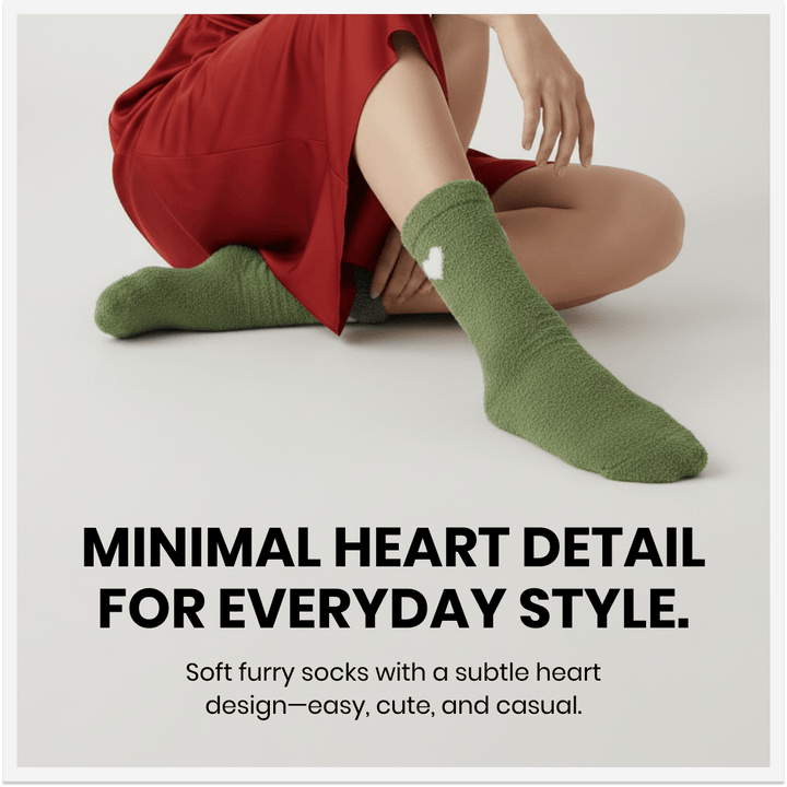 pumped up heart furry socks pack of 5 cozy cotton cushioned winter unisex socks-Sockscarving® Pumped Up Heart Cozy Full-Length Furry Edition (Pack of 5 | Unisex)-